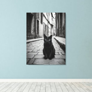 Black Cat Alley Leinwand-Wandkunst Leinwanddruck