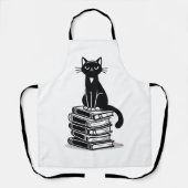 Black Cat and Books - Minimalistisches Design Schürze (Vorderseite)