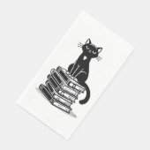 Black Cat and Books - Minimalistisches Design Serviette (Ecke)