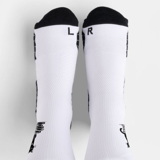 Black Cat and Books - Minimalistisches Design Socken (Oben)