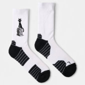 Black Cat and Books - Minimalistisches Design Socken (Rechts)