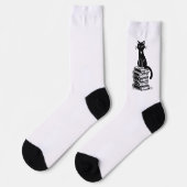 Black Cat and Books - Minimalistisches Design Socken (Linkes Detail)