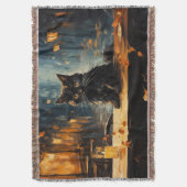 Black Cat and Cafe at Night Decke (Vorderseite Vertikal)