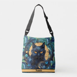 Black Cat and Celestial Moon Crossbody Bag Tragetaschen Mit Langen Trägern