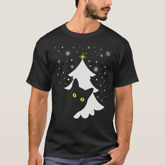 Black Cat and Christmas Tree   Cat Xmas   T-Shirt (Vorderseite)
