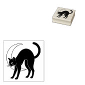 Black Cat and Crescent Moon Line Art Gummistempel (Stempel)