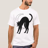Black Cat and Crescent Moon Line Art T-Shirt (Vorderseite)