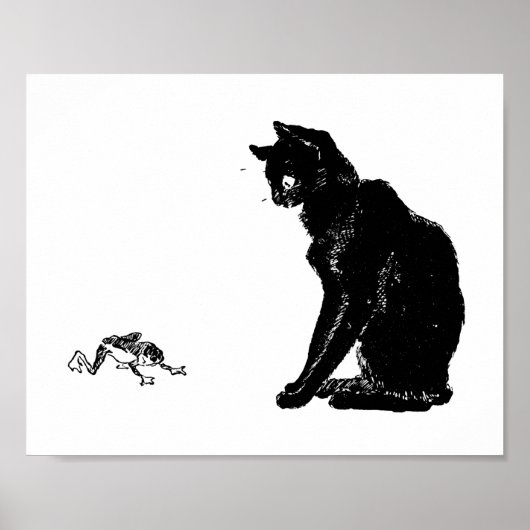 Black Cat and Frog, Alexandre Steinlen Poster (Vorne)