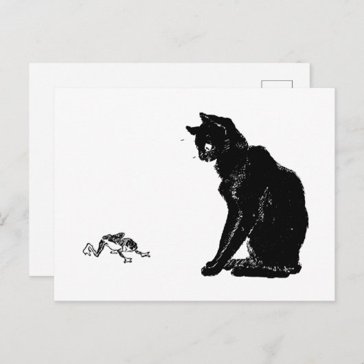 Black Cat and Frog, Alexandre Steinlen Postkarte (Vorne/Hinten)