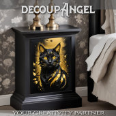 Black Cat and Gold - Decoupage- Seidenpapier