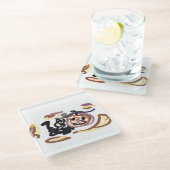 Black Cat and Jack  O Lantern Smile latte   Glasuntersetzer (Schrägansicht)