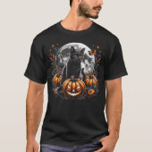 Black Cat and Moon Halloween Pumpkin Jack O Lanter T-Shirt (Vorderseite)