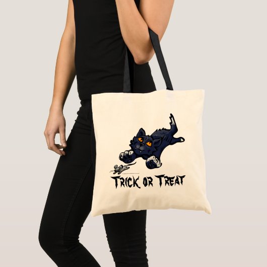 Black Cat and Mouse Trick oder Treat Bag Tragetasche (Vorderseite (Produkt))