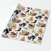 Black Cat and Pumpkin Halloween Pattern Geschenkpapier (Ungerollt)