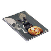 Black Cat and Pumpkin Notebook zu Halloween Notizblock (Rechte Seite)