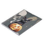 Black Cat and Pumpkin Notebook zu Halloween Notizblock (Linke Seite)