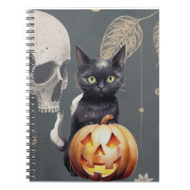 Black Cat and Pumpkin Notebook zu Halloween Notizblock