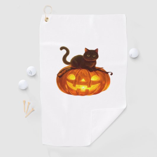 Black Cat and Pumpkin - Spooky Halloween Magic Cla Golfhandtuch (Insitu)