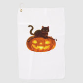 Black Cat and Pumpkin - Spooky Halloween Magic Cla Golfhandtuch (Vorderseite)