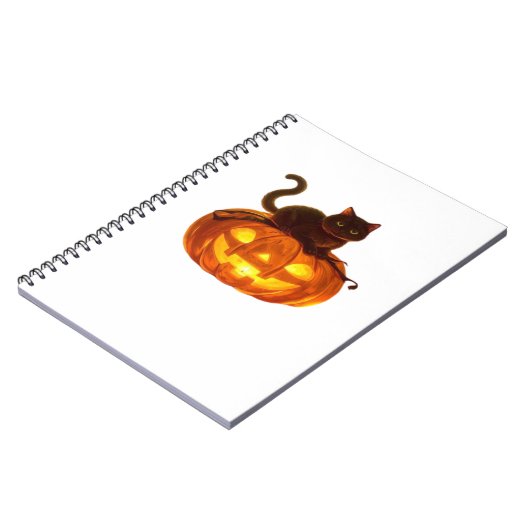 Black Cat and Pumpkin - Spooky Halloween Magic Cla Notizblock (Linke Seite)