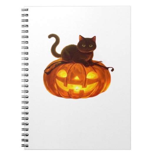 Black Cat and Pumpkin - Spooky Halloween Magic Cla Notizblock (Vorderseite)