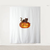 Black Cat and Pumpkin - Spooky Halloween Magic Cla Wandteppich (Vorderseite)