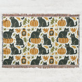 Black Cat and Pumpkin Woven Decke