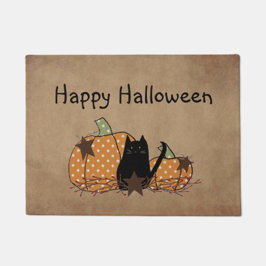 Black Cat and Pumpkins Door Mat Fußmatte (Vorderseite)