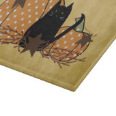 Black Cat and Pumpkins Glass Cutting Board Schneidebrett (Ecke)