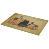 Black Cat and Pumpkins Glass Cutting Board Schneidebrett (Ecke)