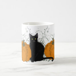 Black Cat and Pumpkins Halloween Kaffeetasse
