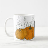 Black Cat and Pumpkins Halloween Kaffeetasse (Links)