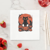 Black Cat and Pumpkins - Halloween T - Shirt Art C Serviette (Beispiel)