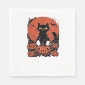 Black Cat and Pumpkins - Halloween T - Shirt Art C Serviette (Vorderseite)
