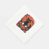 Black Cat and Pumpkins - Halloween T - Shirt Art C Serviette (Ecke)