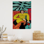 Black Cat and Red Wine Poster (Küche)