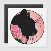 Black Cat and Roses Magnetkarte (Vorne/Hinten)