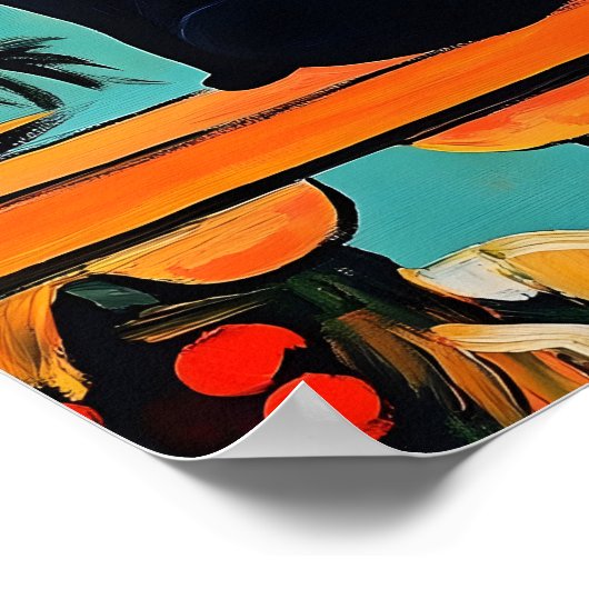 Black Cat and Sea Poster (Ecke)