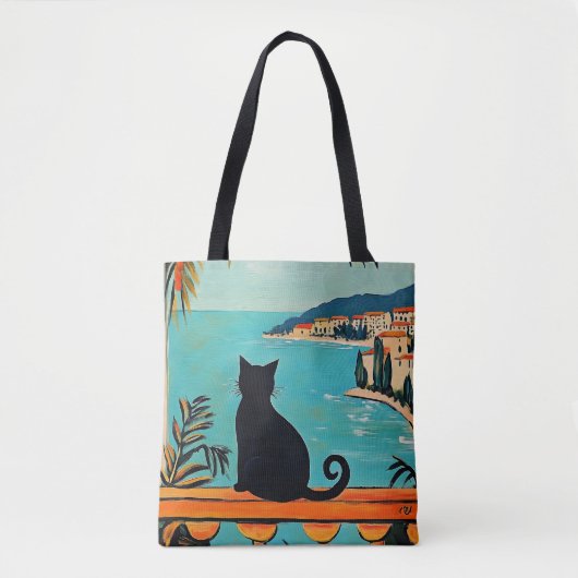 Black Cat and Sea Tasche (Vorderseite)