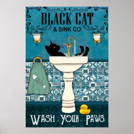 Black Cat and Sink Co - Wohngestaltung Mauer Kunst Poster