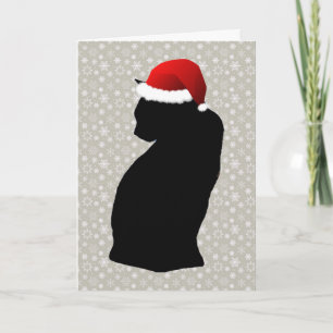 Black Cat and Snowflake Holiday Card Feiertagskarte