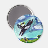 Black Cat Angel Magnet (Vorderseite/Rückseite)