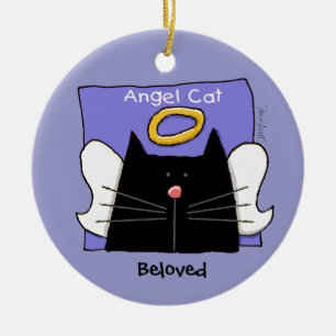 Black Cat Angel Personalize Keramik Ornament