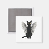 Black Cat Angel Wings Magnet (Vorderseite/Rückseite)
