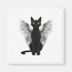 Black Cat Angel Wings Magnet