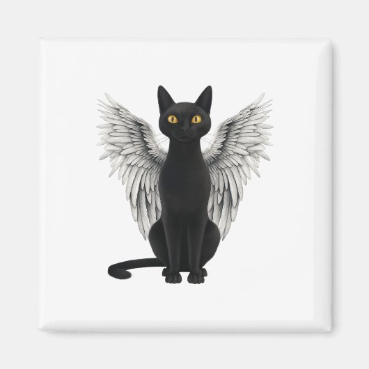 Black Cat Angel Wings Magnet (Vorne)