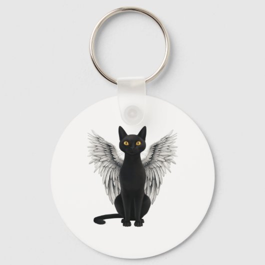 Black Cat Angel Wings Schlüsselanhänger (Vorderseite)