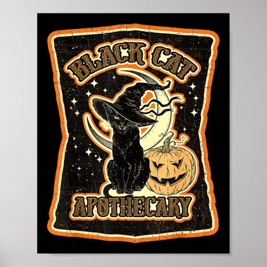 Black Cat Apothecary Funny Halloween Costume Poster (Vorne)
