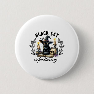 Black Cat Apothecary Funny Halloween Witchy Women Button
