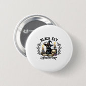 Black Cat Apothecary Funny Halloween Witchy Women Button (Vorne & Hinten)